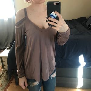 Mauve open shoulder top